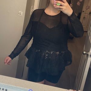 Women Mesh and layered lace blouse